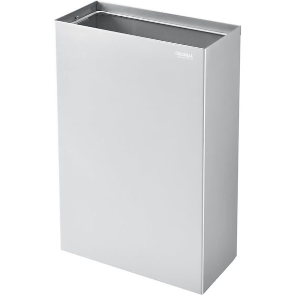 Global Industrial Rectangle Wall Mount Trash Can, Silver, Stainless Steel - 641438SS