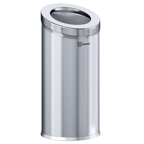 Hls Commercial 15 gal Round Trash Can, Silver, Stainless Steel - HLSC04G15A