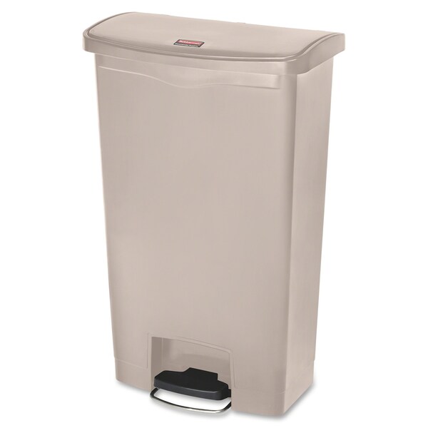Rubbermaid Commercial 18 gal Rectangular Trash Can, Beige, 19 1/2 in Dia, Step-On, Plastic - 1883460