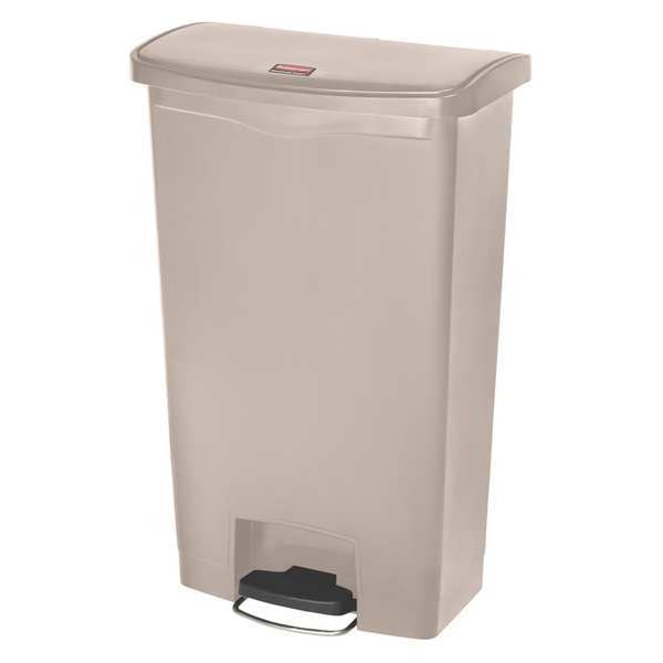 Rubbermaid Commercial 18 gal Rectangular Trash Can, Beige, 19 1/2 in Dia, Step-On, Plastic - 1883460