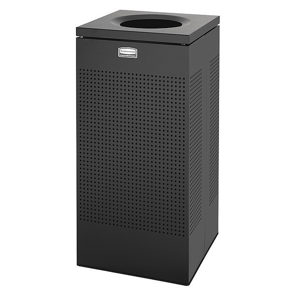 Rubbermaid Commercial 24 gal Square Trash Can, Textured Black, 14 3/4 in Dia, Open Top, Steel, Rigid Plastic - FGSC14EPLTBK