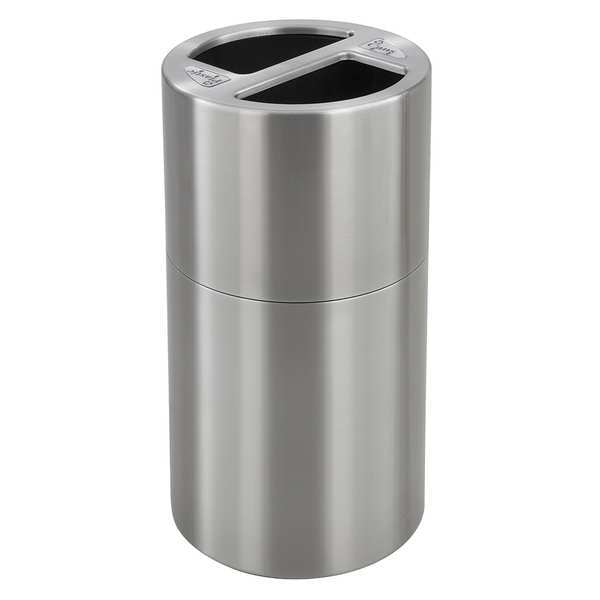 Safco 15 gal Round Trash Can, Stainless Steel, 17-1/2" Dia, Open Top, Aluminum - 9931SS