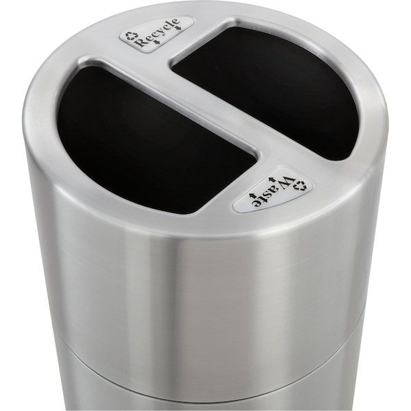 Safco 15 gal Round Trash Can, Stainless Steel, 17-1/2" Dia, Open Top, Aluminum - 9931SS