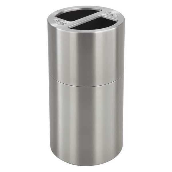 Safco 15 gal Round Trash Can, Stainless Steel, 17-1/2" Dia, Open Top, Aluminum - 9931SS