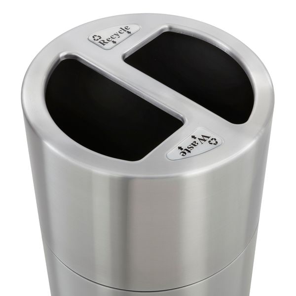 Safco 15 gal Round Trash Can, Stainless Steel, 17-1/2" Dia, Open Top, Aluminum - 9931SS