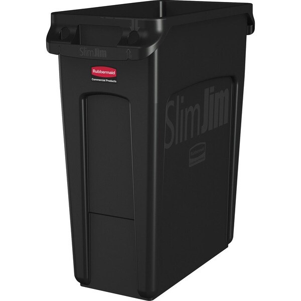 Rubbermaid Commercial 16 gal Rectangular Slim Jim 16-Gallon Vented Waste Containers, Black - RCP1955959CT