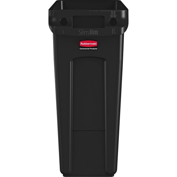 Rubbermaid Commercial 16 gal Rectangular Slim Jim 16-Gallon Vented Waste Containers, Black - RCP1955959CT