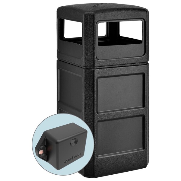 Global Industrial TrashTalk Square Waste Receptacle w/Dome Lid, 42 Gal., Black - 641414BKT
