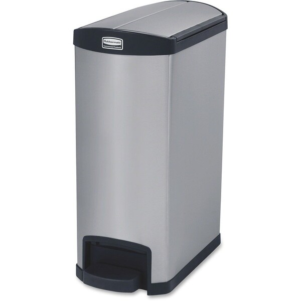Rubbermaid Commercial 13 gal Slim Jim Metal 13G End Step Can, Black, Stainless Steel; Poly - RCP1901993