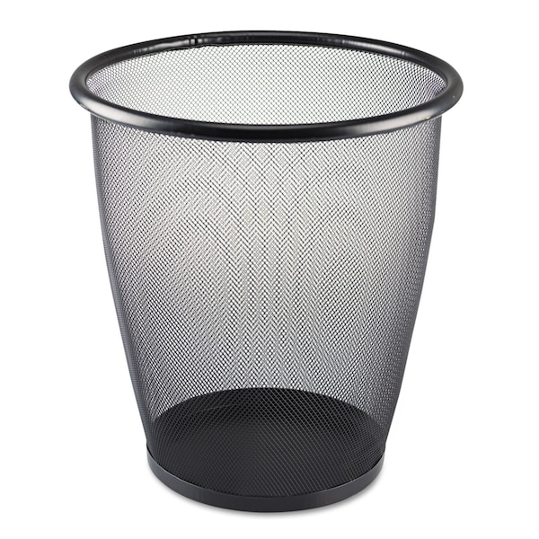 Safco 5 gal Round Trash Can, Black, Open Top, Steel - 9717BL