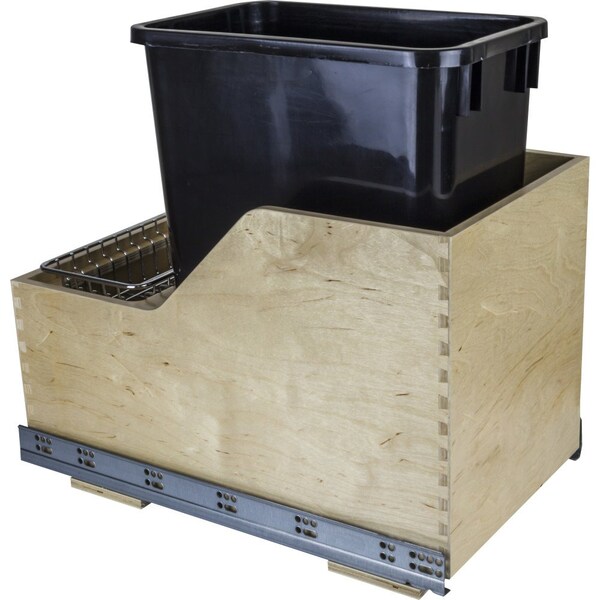 Hardware Resources 35 qt Trash Can, Black, White Birch - CAN-WBMS35B
