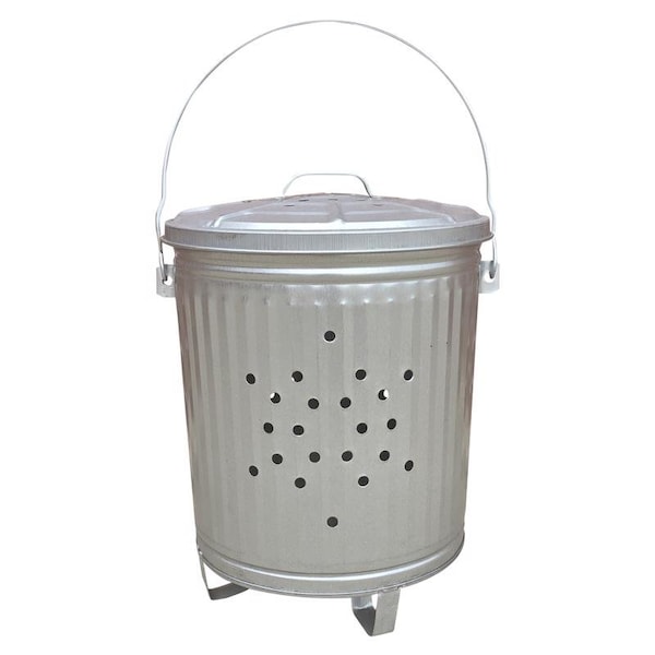 Behrens 7.5 gal Silver Galvanized Steel Trash Burner Can Lid Included Animal Proof/Animal Resistant - 91965