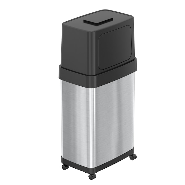 Hls Commercial 18 gal Rectangular Trash Can, Silver, Stainless Steel - HLS18DPO