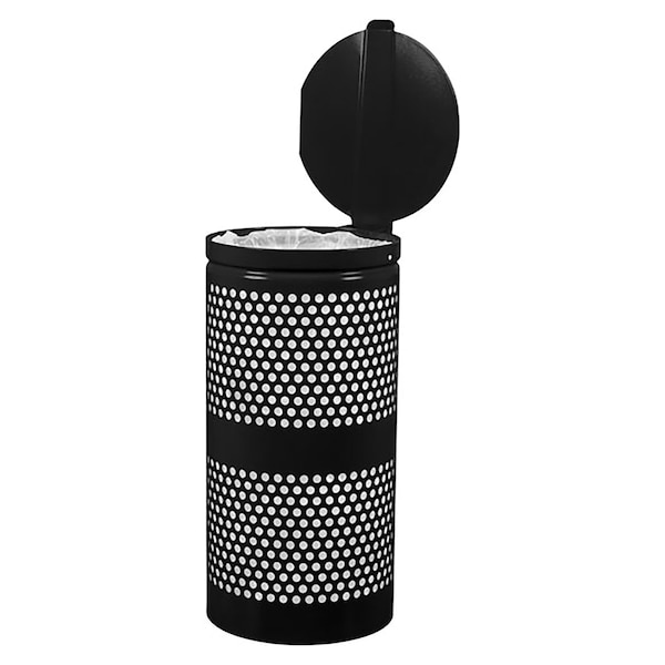 Ex-Cell Kaiser 10-Gal. Receptacle W/ Lid - Steel, Black Gloss - WR-10R CVR BLK