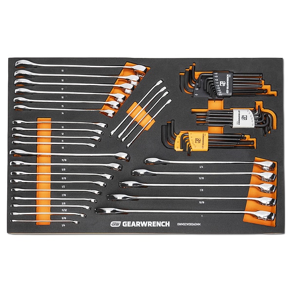 Juego de llaves de combinación de 6 puntos y llaves allen de 59 piezas Gearwrench en bandeja de almacenamiento de espuma - GWMSCWS6SAEMM