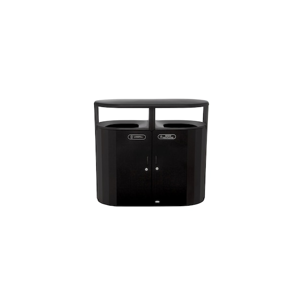 Rubbermaid Commercial 46 gal Oval Trash Can, Black, 24 1/4 in Dia, Metal - 2184980