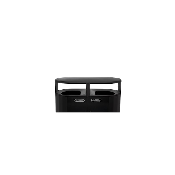 Rubbermaid Commercial 46 gal Oval Trash Can, Black, 24 1/4 in Dia, Metal - 2184980