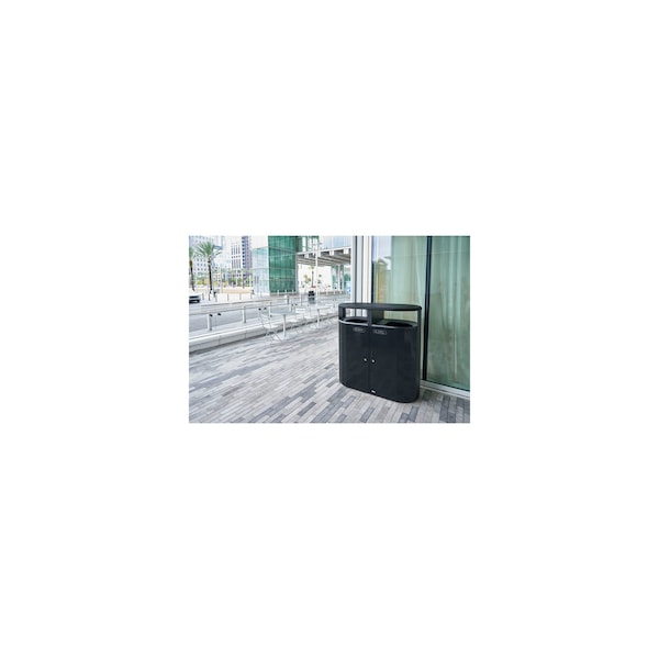 Rubbermaid Commercial 46 gal Oval Trash Can, Black, 24 1/4 in Dia, Metal - 2184980