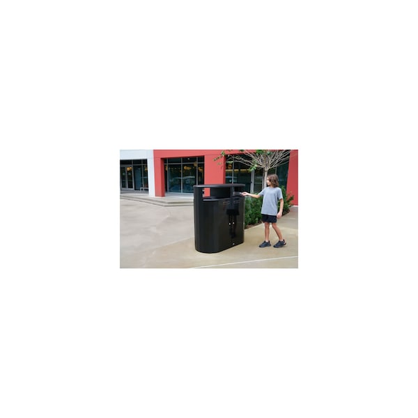 Rubbermaid Commercial 46 gal Oval Trash Can, Black, 24 1/4 in Dia, Metal - 2184980