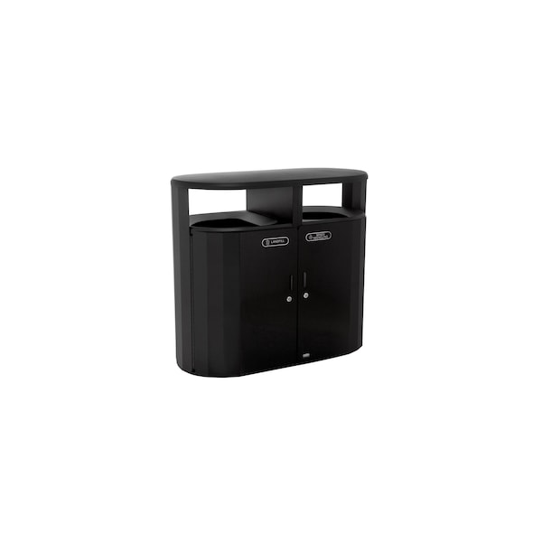 Rubbermaid Commercial 46 gal Oval Trash Can, Black, 24 1/4 in Dia, Metal - 2184980