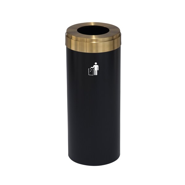 Glaro 12 gal Trash Can, Satin Black/Satin Brass - W-1232BK-BE-W1