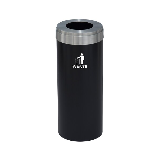 Glaro 12 gal Trash Can, Satin Black/Satin Aluminum - W-1232BK-SA-W2