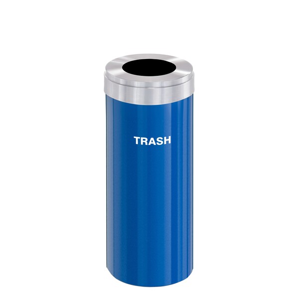 Glaro 15 gal Trash Can, Blue/Satin Aluminum - W-1242BL-SA-W5