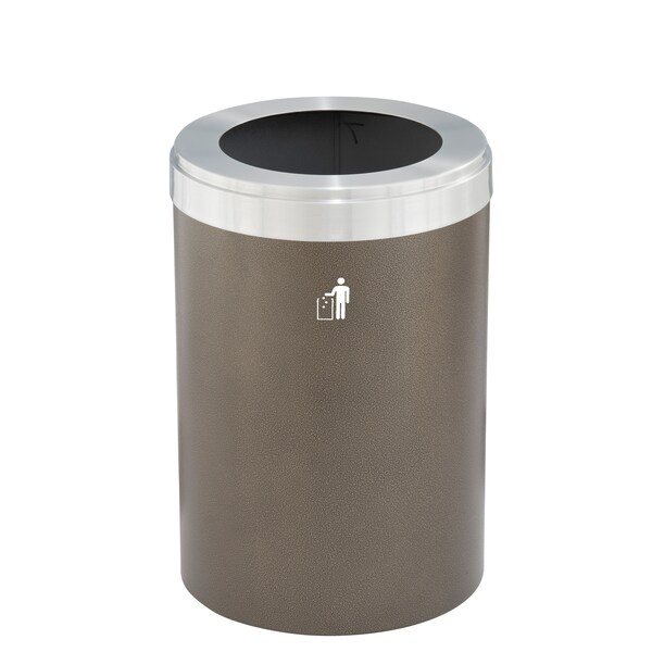 Glaro 33 gal Trash Can, Bronze Vein/Satin Aluminum - W-2032BV-SA-W1