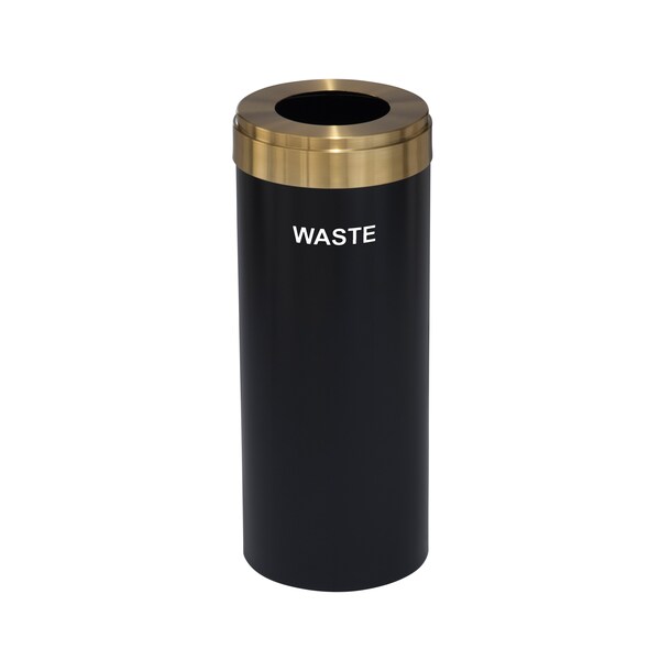 Glaro 15 gal Trash Can, Satin Black/Satin Brass - W-1242BK-BE-W4