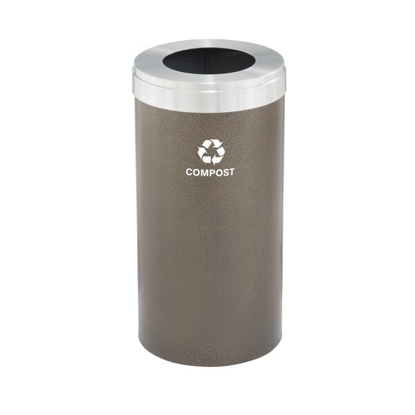 Glaro 16 gal Trash Can, Bronze Vein/Satin Aluminum - W-1532BV-SA-W6RL