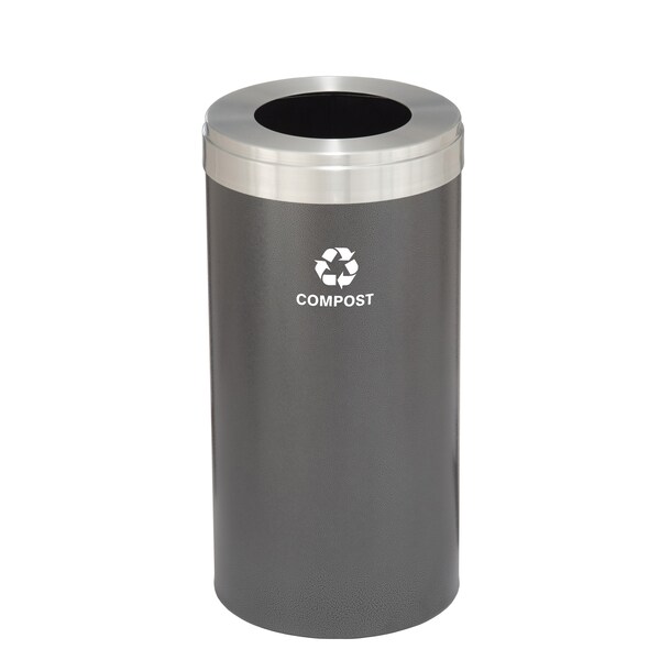 Glaro 16 gal Trash Can, Silver Vein/Satin Aluminum - W-1532SV-SA-W6RL