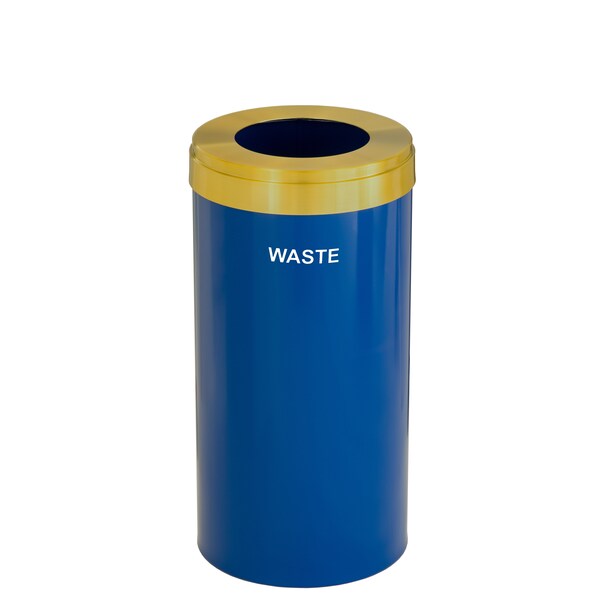Glaro 23 gal Trash Can, Blue/Satin Brass - W-1542BL-BE-W4