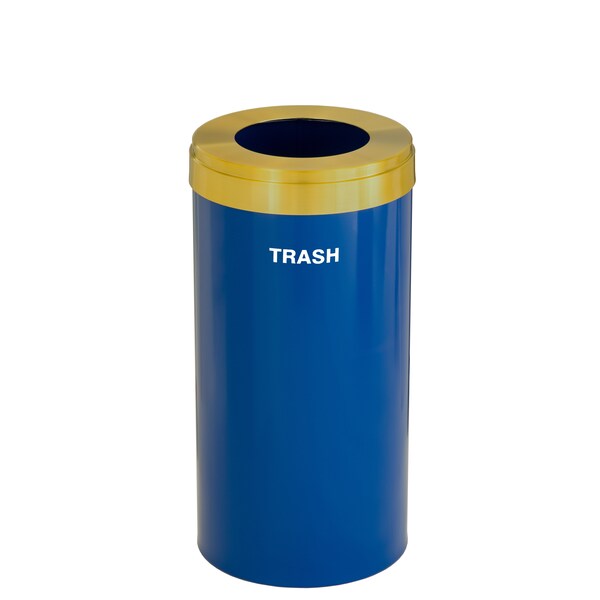 Glaro 16 gal Trash Can, Blue/Satin Brass - W-1532BL-BE-W5