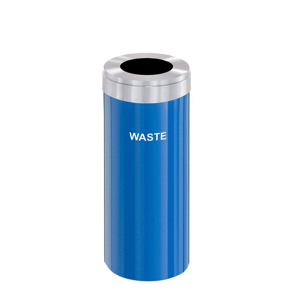 Glaro 12 gal Trash Can, Blue/Satin Aluminum - W-1232BL-SA-W4