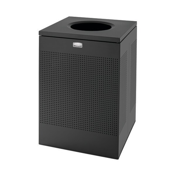 Rubbermaid 50 gal. Square Trash Can, Black, None, Steel - FGSC22EPLTBK