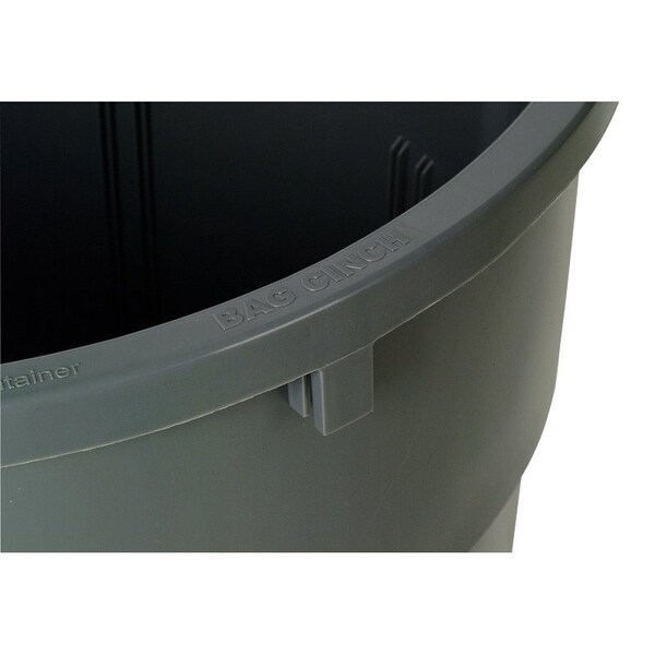 Continental Commercial Products Trash Receptacle, 32 gal Capacity, Plastic, Gray - 3200GY