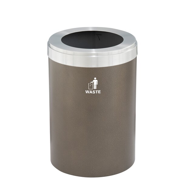 Glaro 33 gal Trash Can, Bronze Vein/Satin Aluminum - W-2032BV-SA-W2