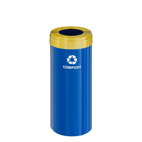 Glaro 12 gal Trash Can, Blue/Satin Brass - W-1232BL-BE-W6RL