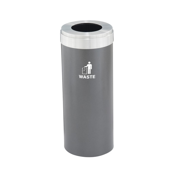 Glaro 15 gal Trash Can, Silver Vein/Satin Aluminum - W-1242SV-SA-W2