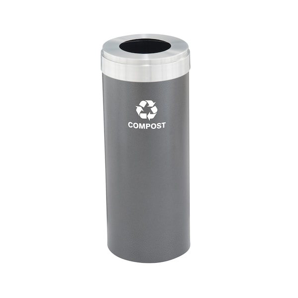 Glaro 15 gal Trash Can, Silver Vein/Satin Aluminum - W-1242SV-SA-W6RL