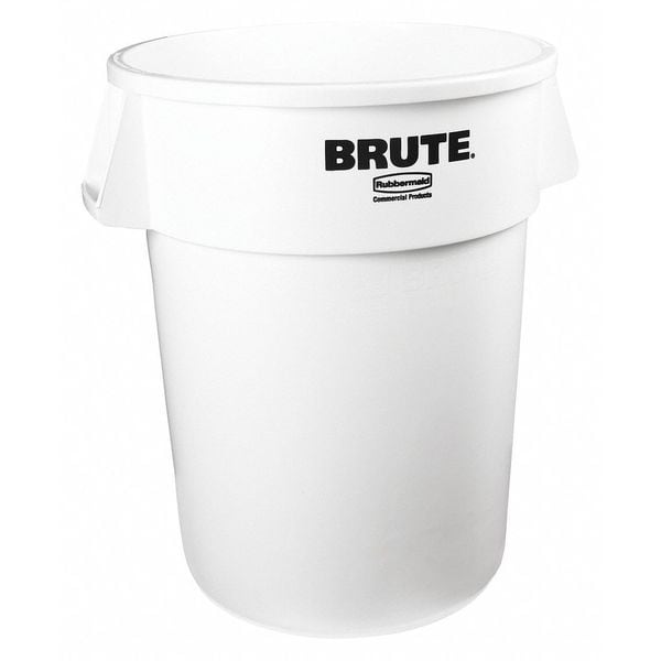 Rubbermaid Commercial 44 gal Round Trash Can, White, 24 in Dia, Open Top, Polyethylene - 1779740