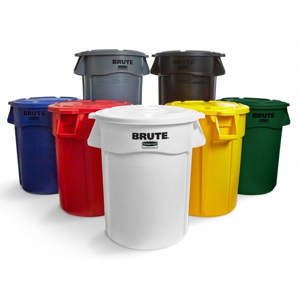 Rubbermaid Commercial 44 gal Round Trash Can, White, 24 in Dia, Open Top, Polyethylene - 1779740