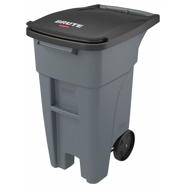 Rubbermaid Commercial 32 gal Rectangular Trash Can, Gray, 20 1/2 in Dia, Lift Up, HDPE - 1971941