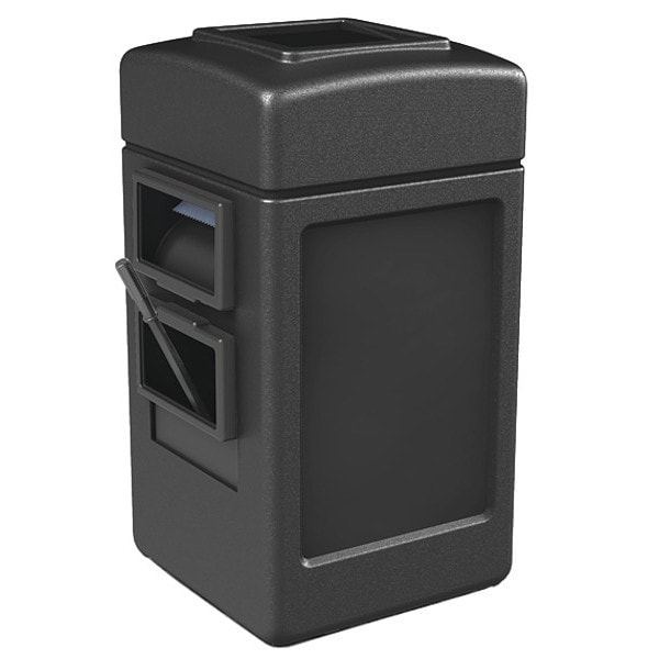 Commercial Zone Products 45 gal Square Trash Can, Black, 18 1/2 in Dia, Plastic - 755101