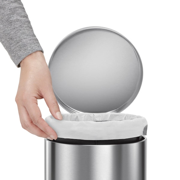 Simplehuman 12 gal Round Bathroom Step Can, Brushed, Stainless Steel - CW1852