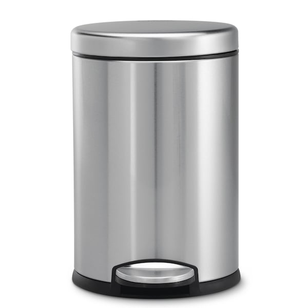 Simplehuman 12 gal Round Bathroom Step Can, Brushed, Stainless Steel - CW1852