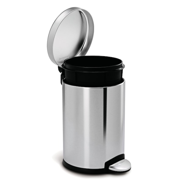 Simplehuman 12 gal Round Bathroom Step Can, Brushed, Stainless Steel - CW1852