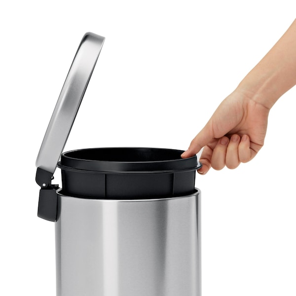 Simplehuman 12 gal Round Bathroom Step Can, Brushed, Stainless Steel - CW1852