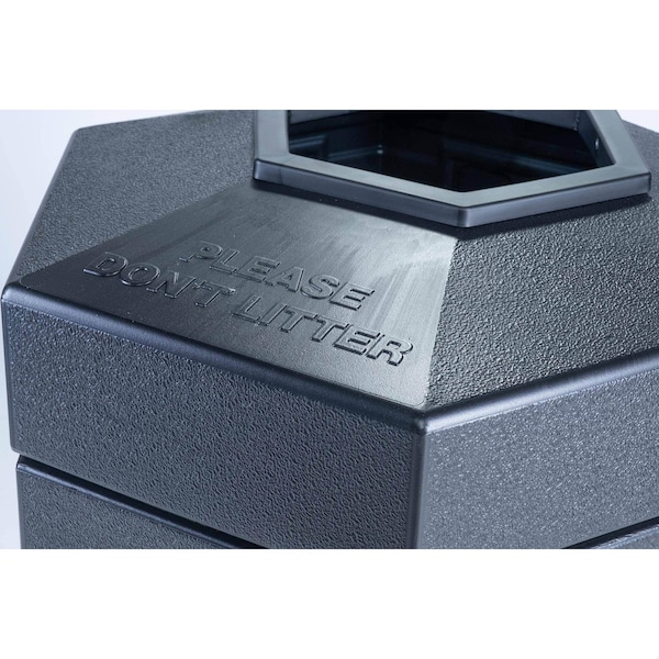 Commercial Zone Products 45 gal Hexagon Trash Can, Black, Open Top, Polyethylene - 737201