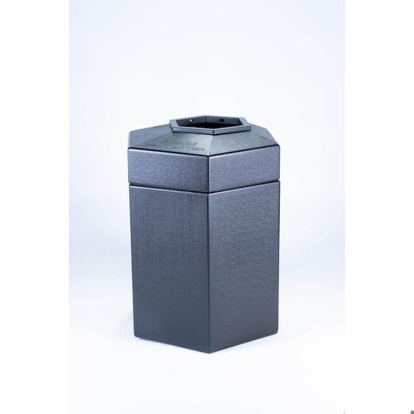 Commercial Zone Products 45 gal Hexagon Trash Can, Black, Open Top, Polyethylene - 737201